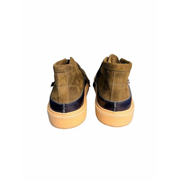 Marni NIB Logo-Tag Two Tone Leather Boots in Dark Brown/Black Size 41e